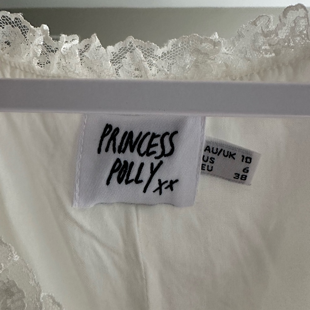 Princess Polly Cream Lace Trim Sleeveless Crop Top - Picture 4 of 5